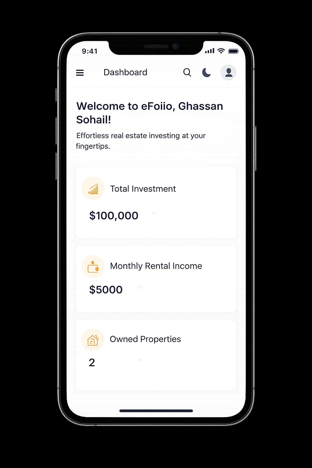 eFolio Mobile Dashboard